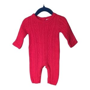 Janie and Jack Baby Cable Knit One-Piece‎ Bradbury Red Size 0-3 Months